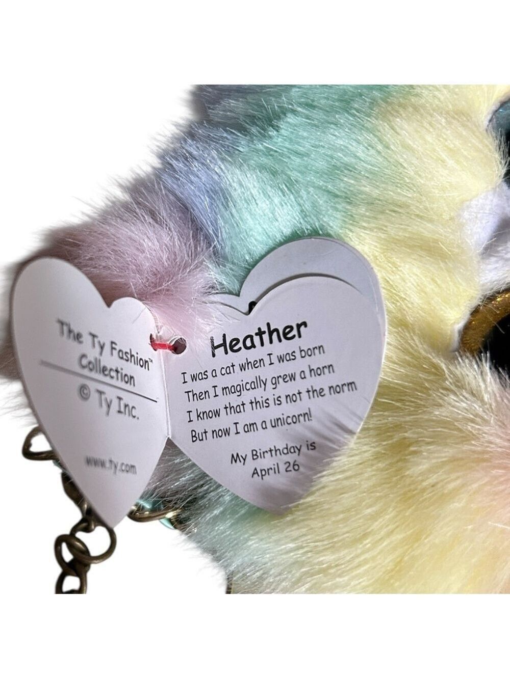Ty Fashion Heather Cat Mini Purse in Rainbow Faux Fur with Chain Strap - Picture 6 of 7